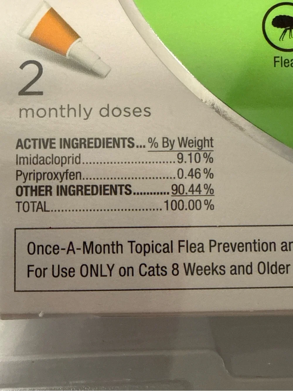 Elan Advantage II Small Cat Topical Flea Prevention - Green